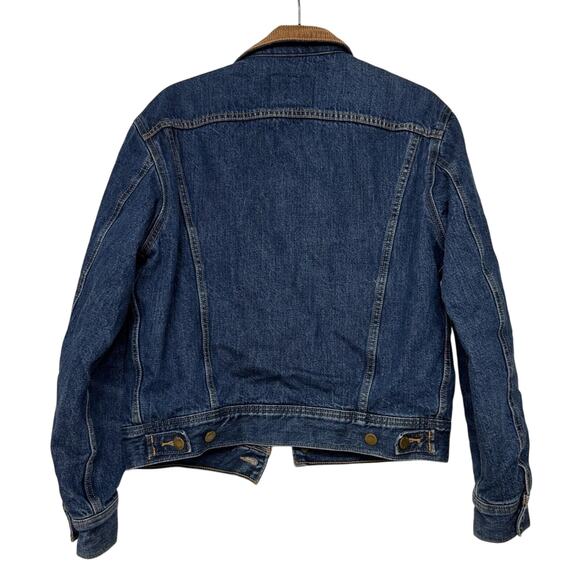 Aritzia Denim Forum Corduroy Collar Jean Jacket Oversized XS Blue Brown - Picture 9 of 9